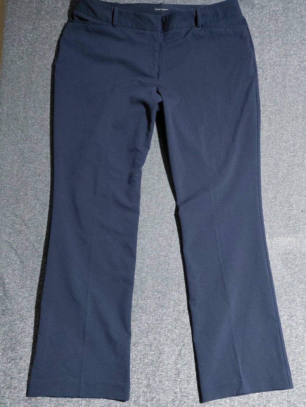 Women's Navy Straight Leg Flat Front Perfect Trouser Dress Pants Sz 14